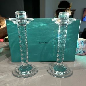 Tiffany crystal candle holders. Used once